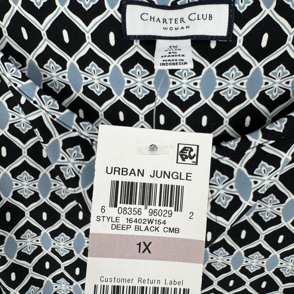 Charter Club shirt womens 1x navy black stretch plus size top work office career - Picture 2 of 6